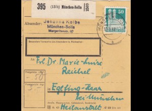 BiZone Paketkarte 1948: München-Solln nach Eglfing-Haar