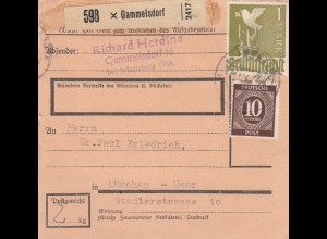 Paketkarte: Gammelsdorf nach München-Haar