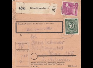 Paketkarte 1948: Scheitenkirchen nach Haar, Heil- u. Pflegeanstalt