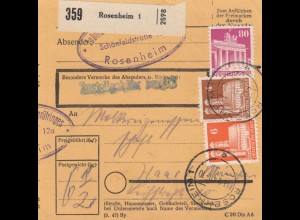 BiZone Paketkarte 1948: Rosenheim nach Haar bei München