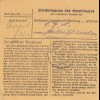 Paketkarte 1948: Olching nach Haar bei München, Wert-Paketkarte