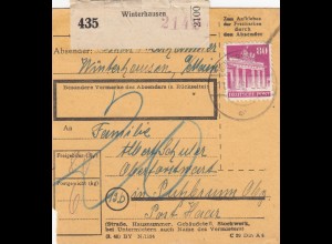 BiZone Paketkarte 1948: Winterhausen nach Putzbrunn, Nachgebühr