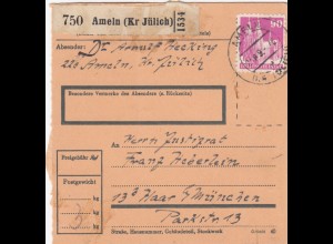 BiZone Paketkarte 1949: Ameln nach Haar München