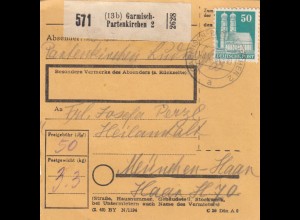 BiZone Paketkarte 1948: Garmisch-Patenkirchen nach München-Haar