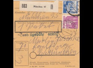 BiZone Paketkarte 1948: München 47 nach Eglfing b. München