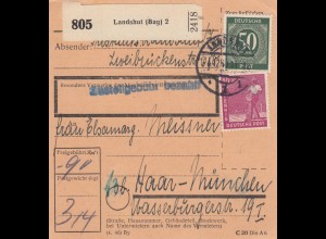 Paketkarte: Landshut nach Haar-München