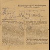BiZone Paketkarte 1948: Wiesbaden nach Haar, Wertkarte