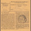 BiZone Paketkarte: Feilnbach, Lederwaren, nach Haar, Wert 500 DM