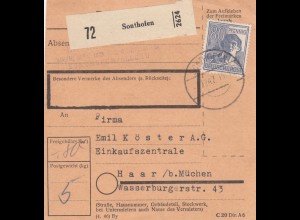 Paketkarte 1947: Sonthofen nach Haar, Einkaufszentrale Köster