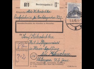 Paketkarte 1948: Berchtesgaden 2 nach Haar, Heilanstalt