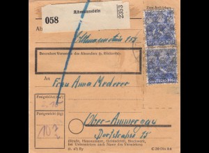 BiZone Paketkarte 1948: Altmannstein nach Oberammergau