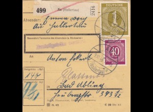 Paketkarte 1946: Au Hallertau nach Bad Aibling