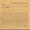 Paketkarte 1946: Pfatter über Regensburg nach Bad Aibling