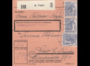 Paketkarte 1948: Vagen nach Haar bei München