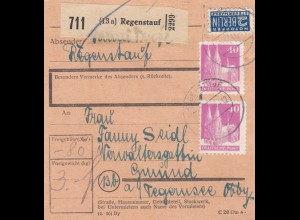 BiZone Paketkarte 1948: Regenstauf nach Gmund am Tegernsee, Notopfer