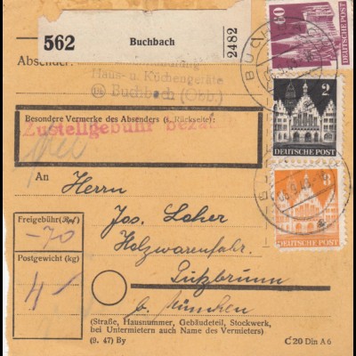 BiZone Paketkarte 1948: Buchbach Küchengeräte nach Putzbrunn