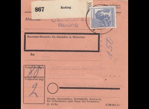 Paketkarte 1948: Roding nach Haar, Betriebsrat Heilanstalt