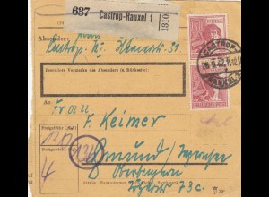 Paketkarte 1947: Castrop-Rauxel nach Gmund 