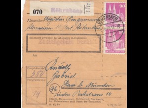 BiZone Paketkarte 1948: Kleinwiesen Röhrnbach nach Haar