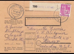 BiZone Paketkarte 1948: Furth im Wald nach Haar