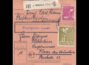 Paketkarte 1948: Stefanskirchen Mühldorf nach Haar