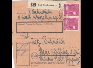 Paketkarte 1948: Bad Reichenhall nach Haar, Heilanstalt