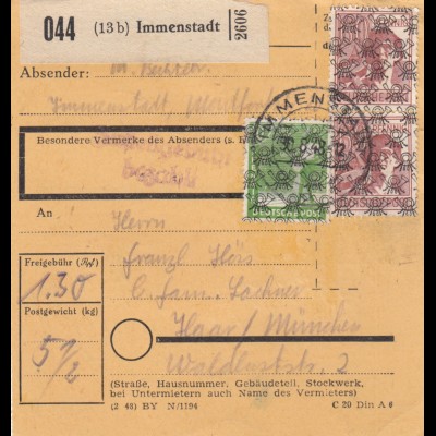 BiZone Paketkarte 1948: Immenstadt nach Haar