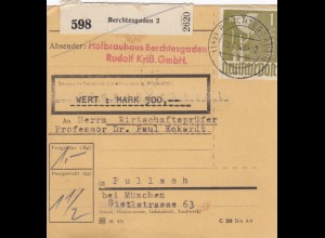 Paketkarte 1948: Berchtesgaden nach Pullach, Wertkarte