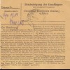 Paketkarte 1948: Markt Grafing nach Egglhaus Post Schönau