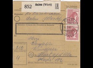 Paketkarte 1948: Aalen nach Hart a.d. Alz