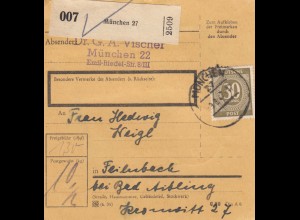 Paketkarte 1947: München 27 nach Feilnbach bei Bad Aibling