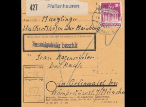 BiZone Paketkarte 1948: Pfeffenhausen nach Grünwald