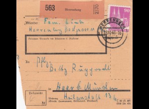 BiZone Paketkarte 1948: Herrenberg nach Haar b. München