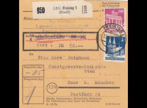 BiZone Paketkarte 1948: Freising nach Haar, Kunstgewerbe, Wertkarte