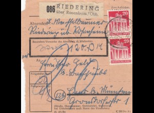 BiZone Paketkarte 1948: Riedering nach Haar, Nachgebühr, Wertkarte