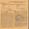 BiZone Paketkarte 1948: Feilnbach, Lederwaren nach Haar, Wertkarte
