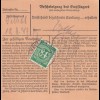 Paketkarte 1947: Lederwaren Neuburg nach Feilnbach, Wertkarte
