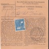 Paketkarte 1947: Kochel nach Eglfing, Wertkarte