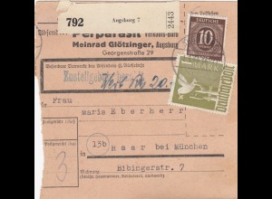 Paketkarte 1948: Augsburg, Selbstbucher, Wertkarte