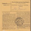 Paketkarte 1948: Kallmünz nach Eglfing, Anstalt, Dringend