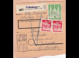 BiZone Paketkarte 1948: Ortenburg nach Grünwald, mit Doppel-Notpaketkarte