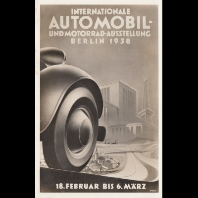 Sonder AK von der Internat. Automobil Ausstellung Berlin 1938 mit Funkmasten