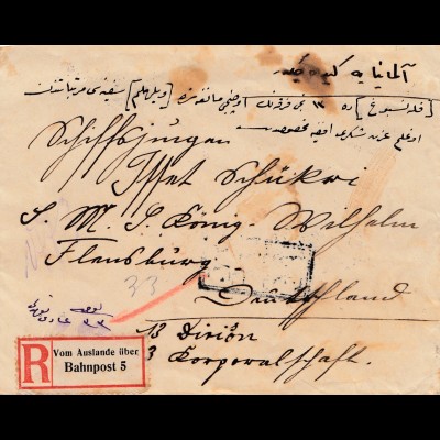 Einschreiben Brief aus Istambul/Türkei nach Flensburg 1917