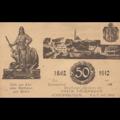 Ansichtskarten Ichenhausen Feuerwehr Jubiläum 1912