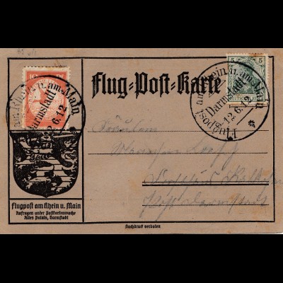 Flug-Post-Karte Darmstadt 1912