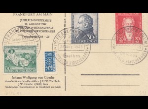 Ansichtskarte Goethe 1949 - Sonderstempel Frankfurt/M, 200 Geburtstag Volkspende