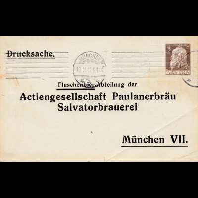 München: Bestellkarte für Paulanderbräu-Salvatorbrauerei 1911
