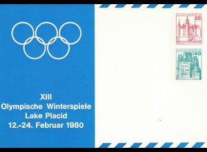 XIII. Olympische Winterspiele Lake Placid 12.-24.2.1980 - Ganzsache