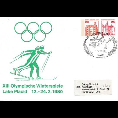 XIII. Olympische Winterspiele Lake Placid 1980 - Ganzsache - Eislauf-Wissen/Sieg