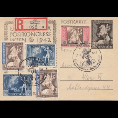 Einschreiben Wien Europäischer Postkongress 1942